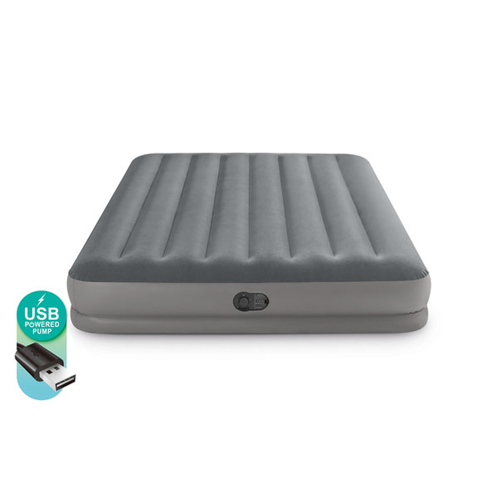 INTEX Кровать надувная QUEEN DURA-BEAM PRESTIGE с USB насосом, 152x203x30см, 64114, арт.№ 108-077