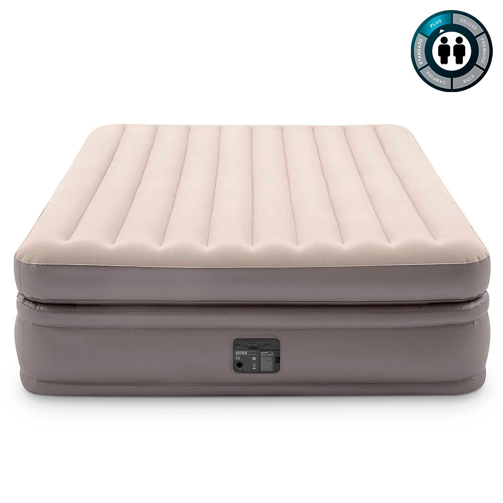 INTEX Кровать надувная QUEEN COMFORT ELEVATED, FIBER-TECH, встр.насос 220В, 152х203х51см, 64164NP, арт.№ 108-082