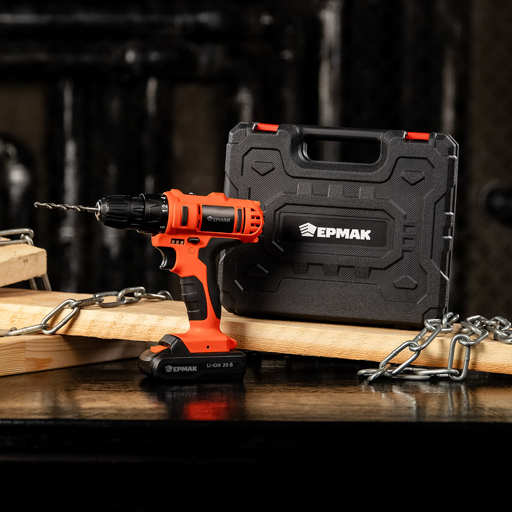 ЕРМАК Набор электроинструмента 29 предметов, шуруповерт 20В (2А*ч, 2шт, 35Н*м) (ONE), арт.№ 691-047