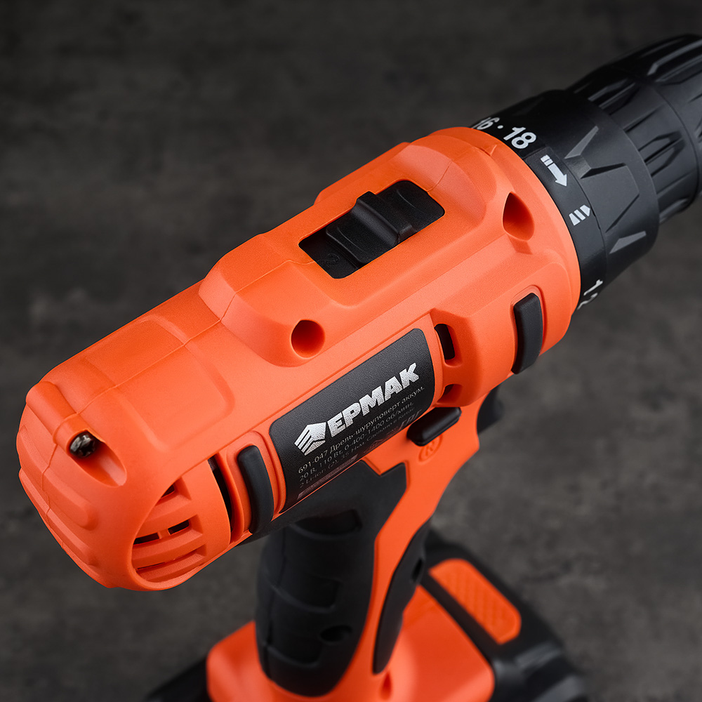 ЕРМАК Набор электроинструмента 29 предметов, шуруповерт 20В (2А*ч, 2шт, 35Н*м) (ONE), арт.№ 691-047