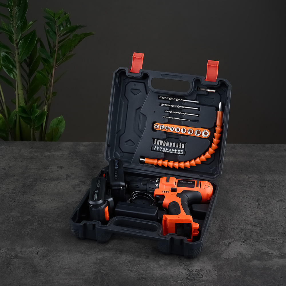 ЕРМАК Набор электроинструмента 29 предметов, шуруповерт 20В (2А*ч, 2шт, 35Н*м) (ONE), арт.№ 691-047