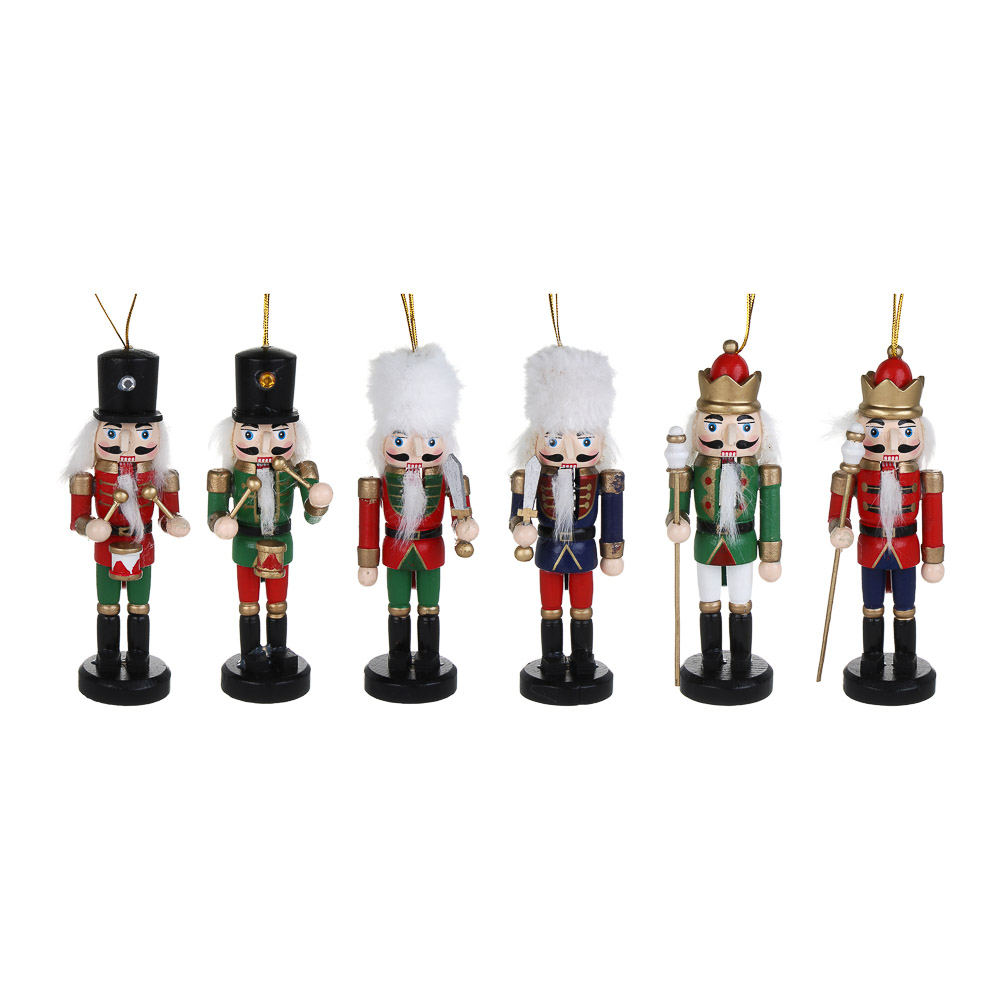 СНОУ БУМ Подвеска декоративная "Щелкунчик" 4,2x3,5x13см, МДФ, 6 дизайнов, арт.№ 396-223