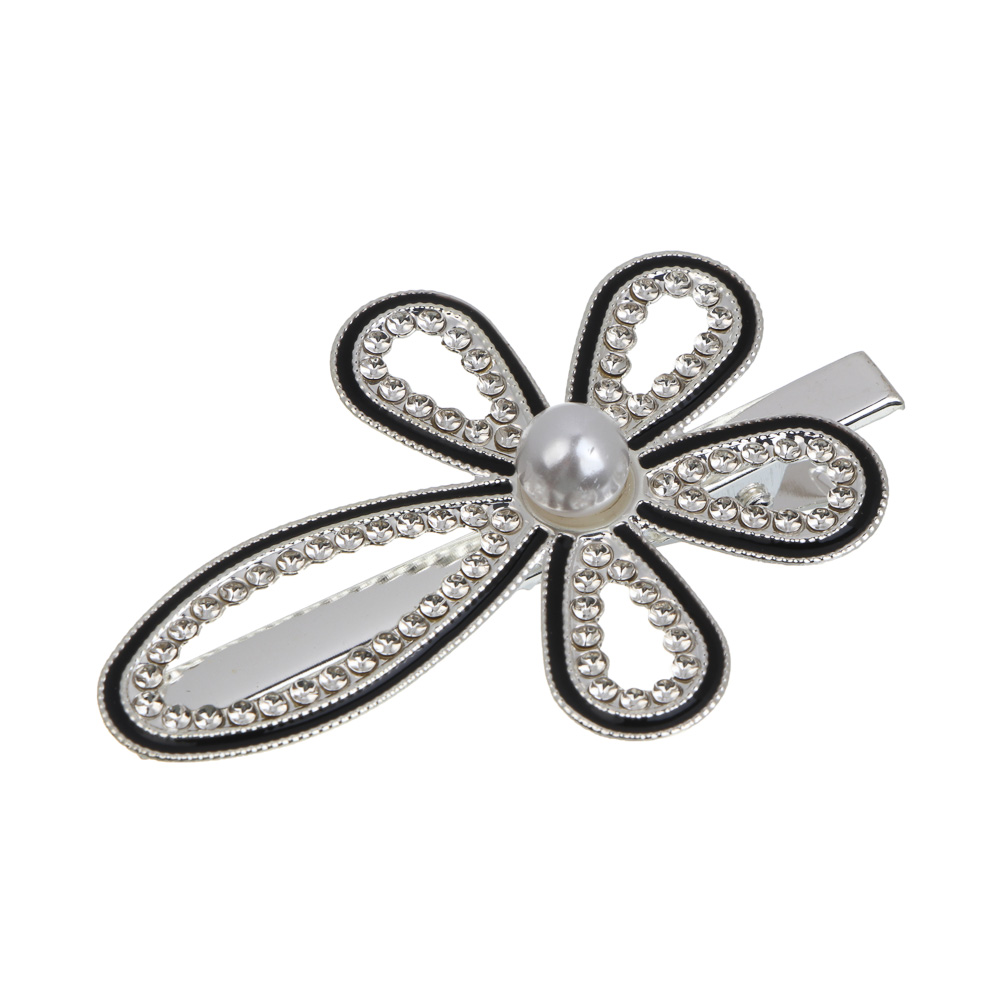 Зажим для волос со стразами 2шт, тм ЮНИLOOK, 6-7 см, металл, 6 дизайнов, #13, арт.№ 321-409