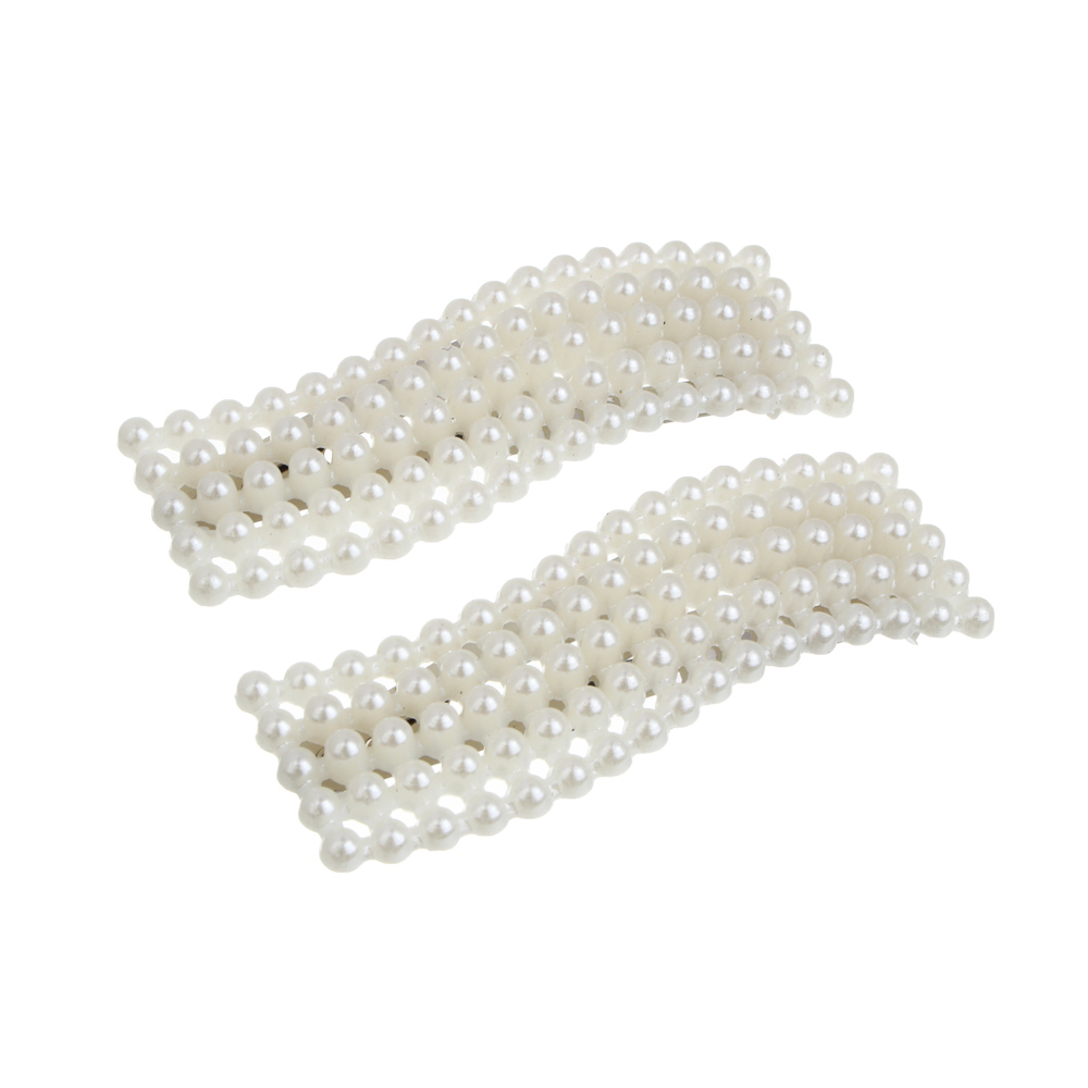 Зажим для волос со стразами 2шт, тм ЮНИLOOK, 6-8см, металл, искусствен. жемчуг, 6 дизайнов, #14, арт.№ 321-410