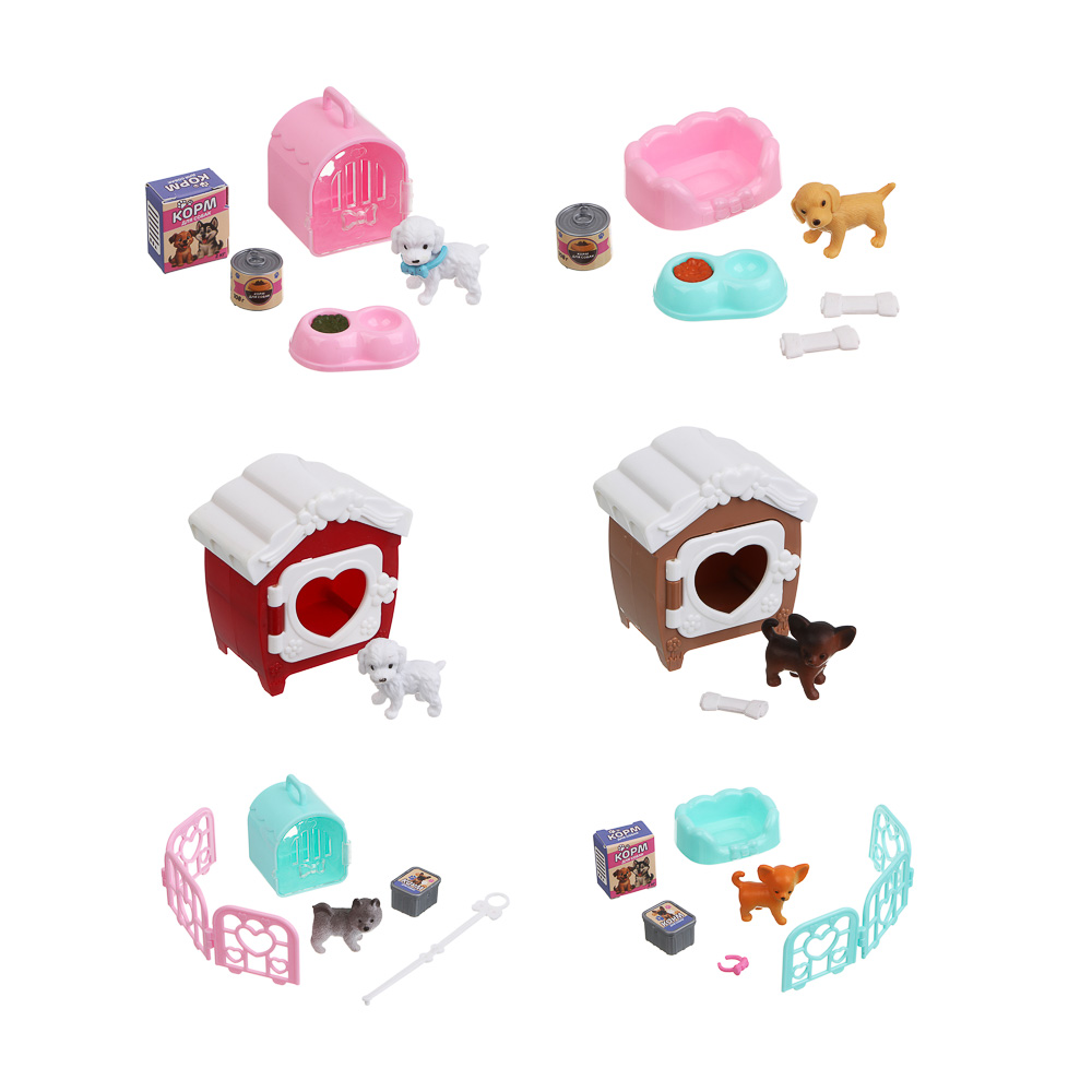 ИГРОЛЕНД Питомец с акс. "Дружок в будке" ABS, PP, 8х5х12 см, 6 диз., арт.№ 258-101