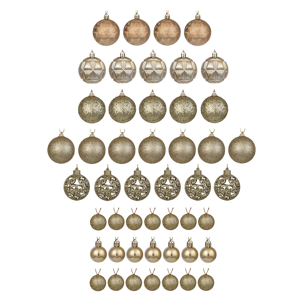 СНОУ БУМ Набор шаров и украшений 48 шт, 6см, золото, арт.№ 309-091