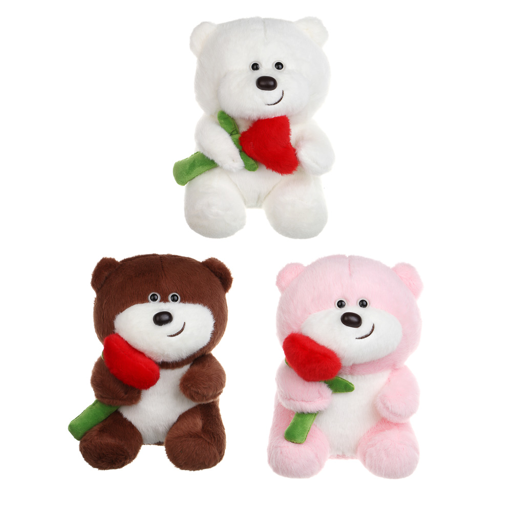 ИГРОЛЕНД Игрушка мягкая "Медведь с цветком", 25 см, полиэстер, микс видов, арт.№ 264-527