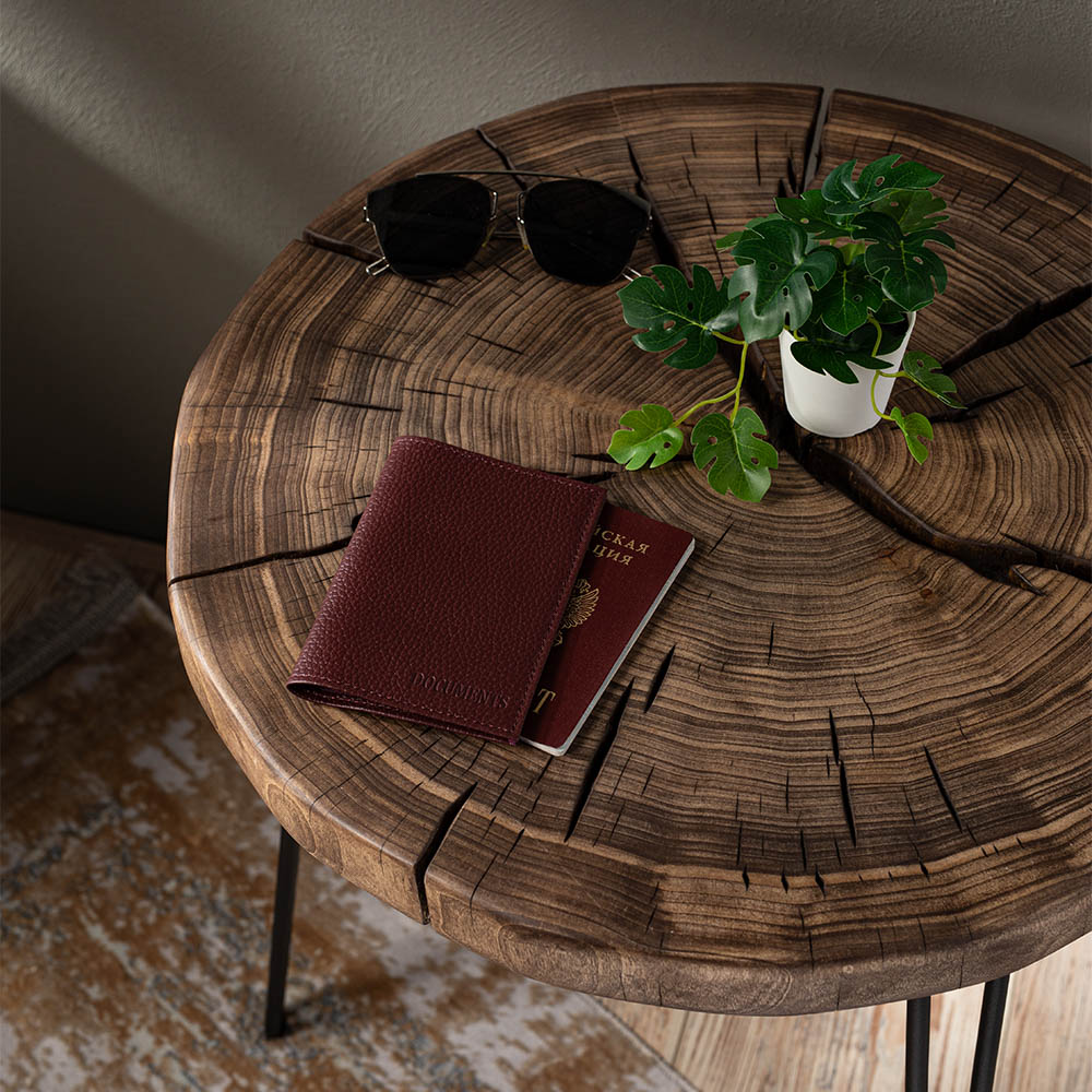 Обложка на паспорт натур.кожа арт.400 бордовый флотер 120, арт.№ 334-117