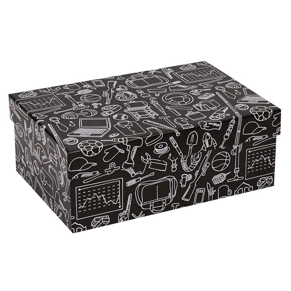 Коробка подарочная прямоугольная Мужские хобби 28,5x18,5x12 см, КОР-8594, бумага — купить в МПР Коробка подарочная прямоугольная Мужские хобби 28,5x18,5x12 см, КОР-8594, бумага, арт.№ 207-147