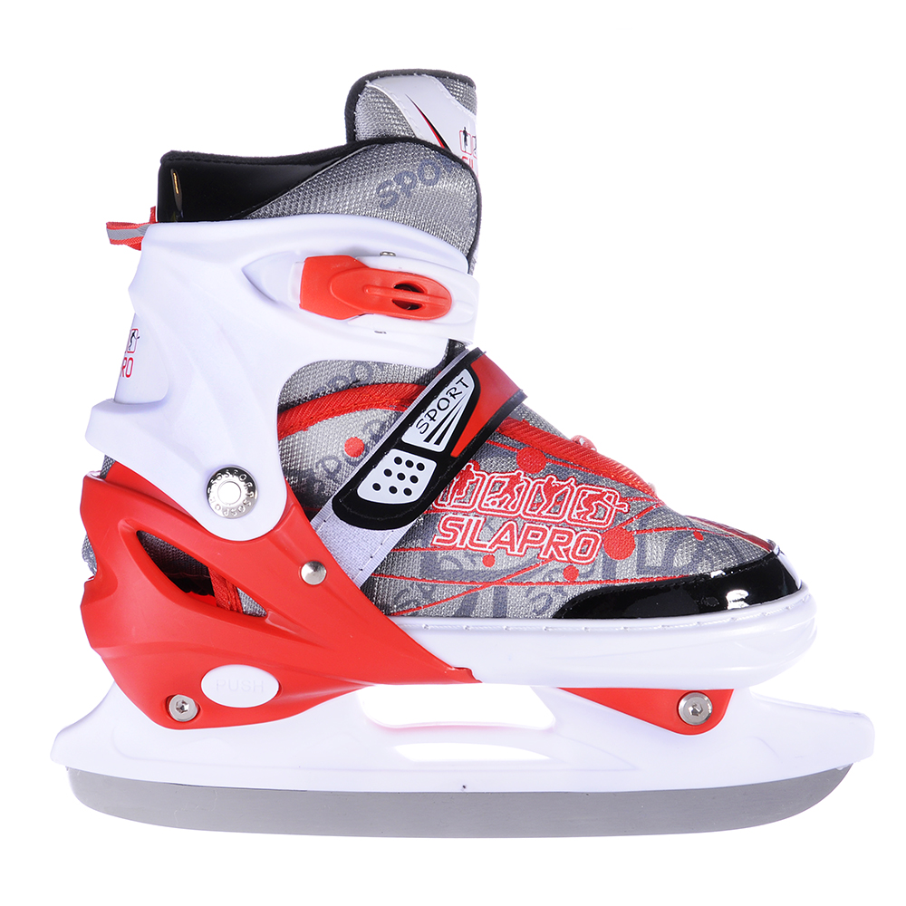 SILAPRO Коньки ледовые раздвижные L:39-42, бело-красный, арт.№ 110-012
