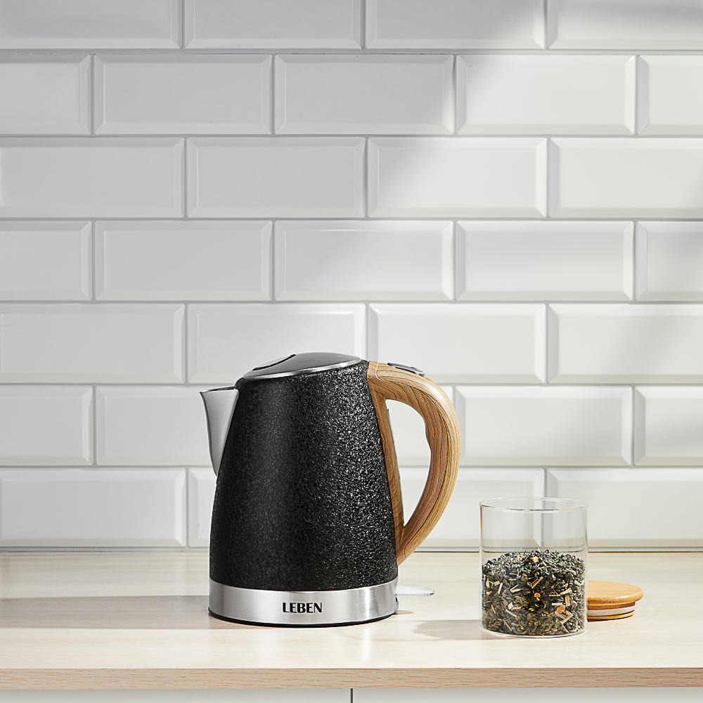 LEBEN Чайник электрический 1,8л, 1850Вт, металл, черный, арт.№ 291-098