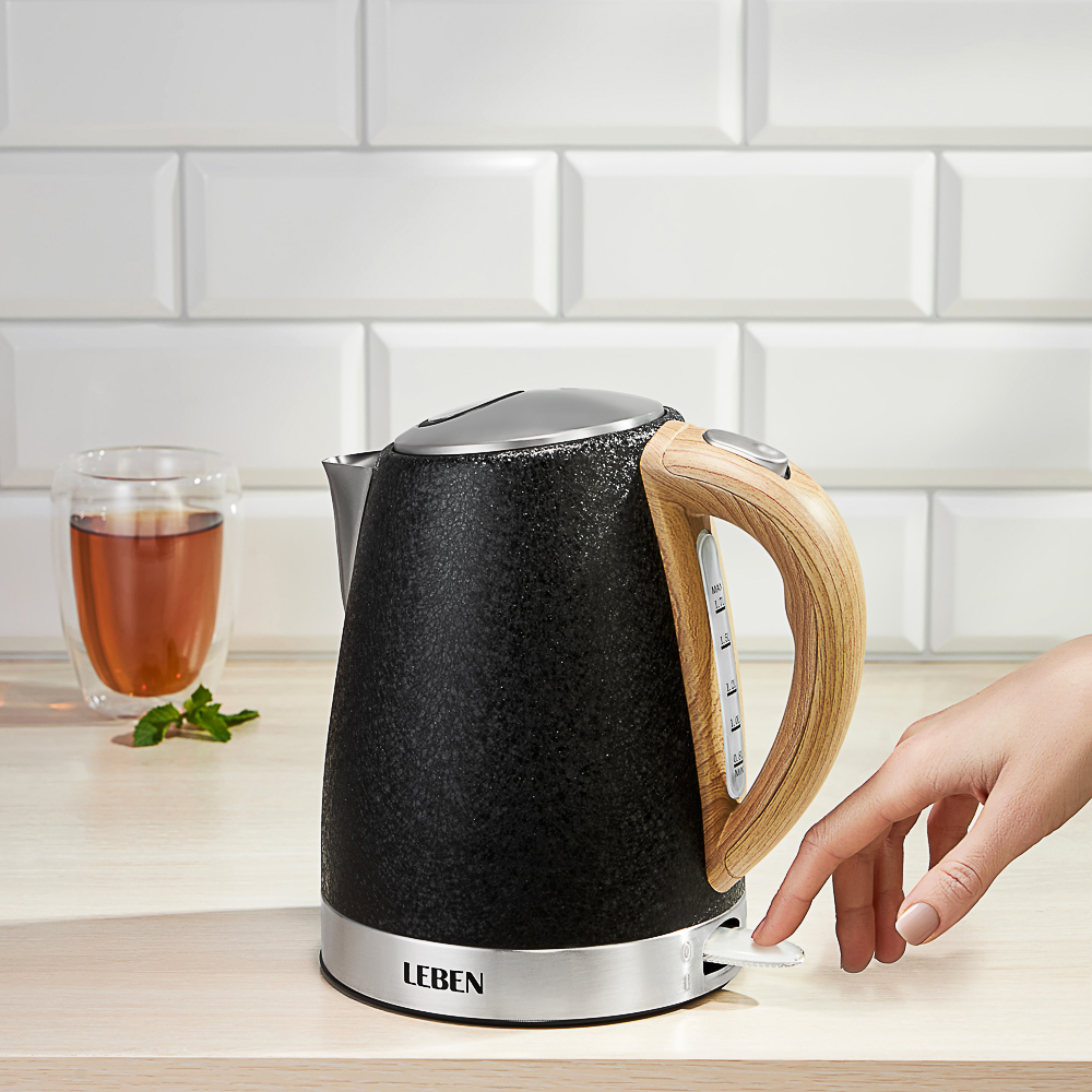 LEBEN Чайник электрический 1,8л, 1850Вт, металл, черный, арт.№ 291-098