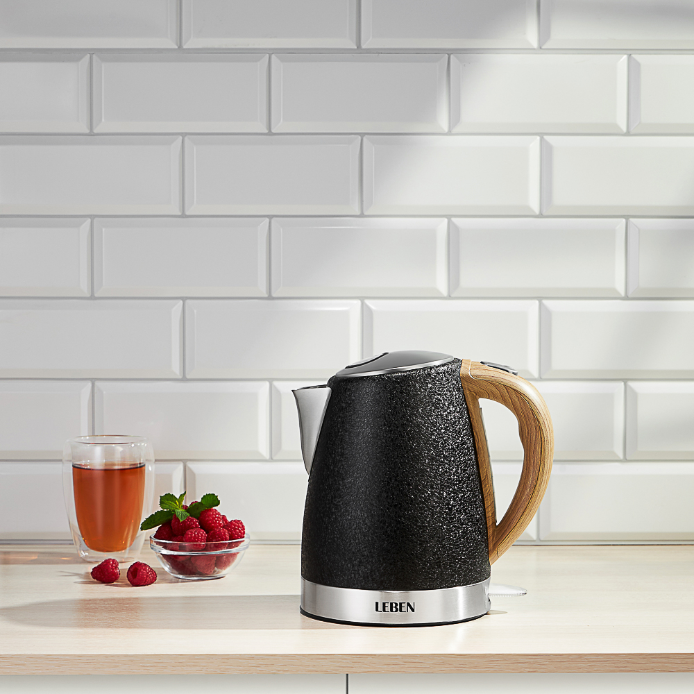 LEBEN Чайник электрический 1,8л, 1850Вт, металл, черный, арт.№ 291-098
