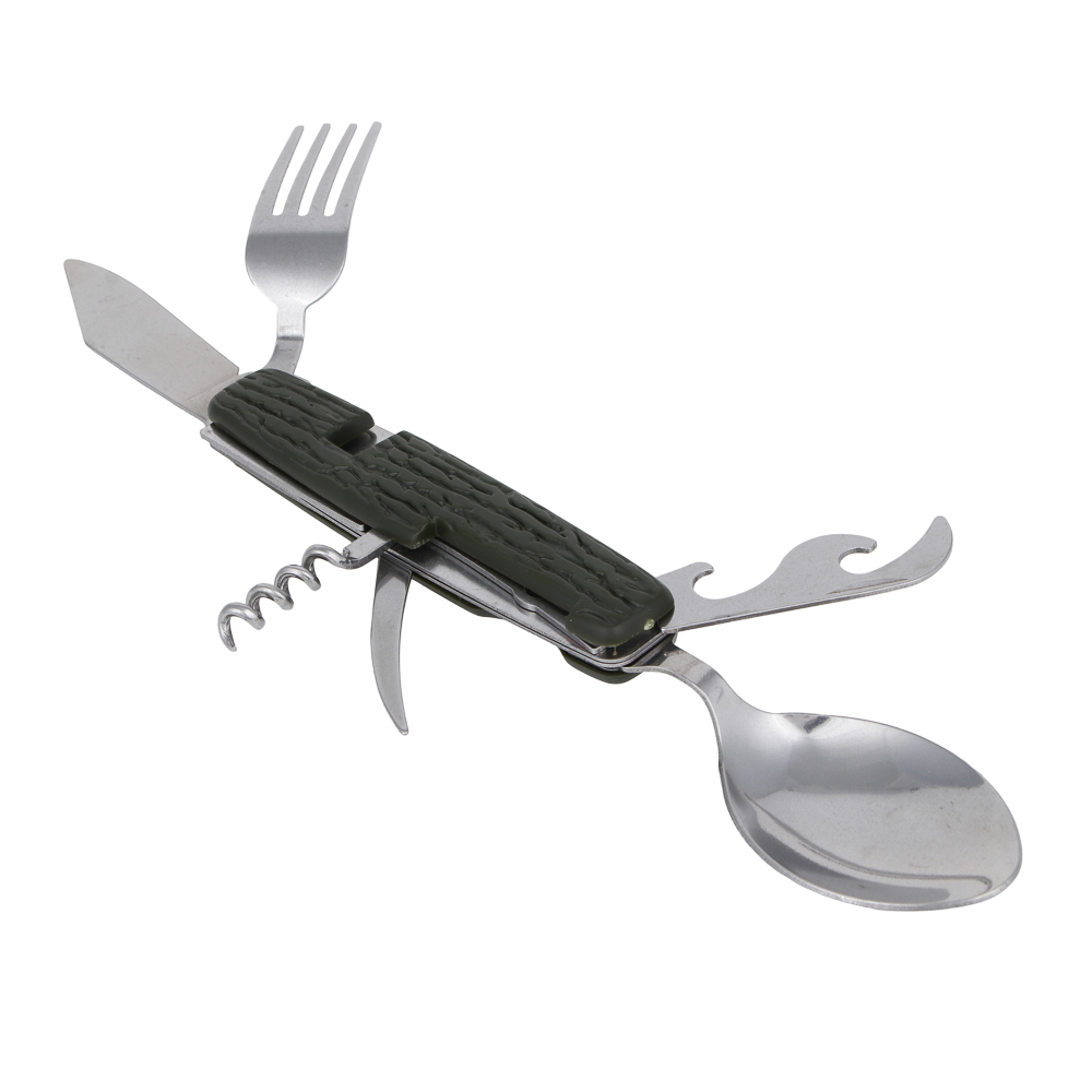 РУССО ТУРИСТО Набор походный ТУРИСТ, фляга, 2 стопки, вилка, ложка, нерж.сталь, арт.№ 123-001