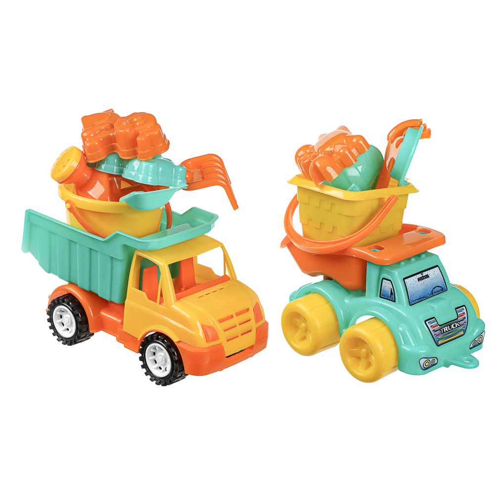 Набор для игр в песке "Машинка-грузовик", ИГРОЛЕНД, 7 предметов, пластик, для детей 3+, арт.№ 430-135