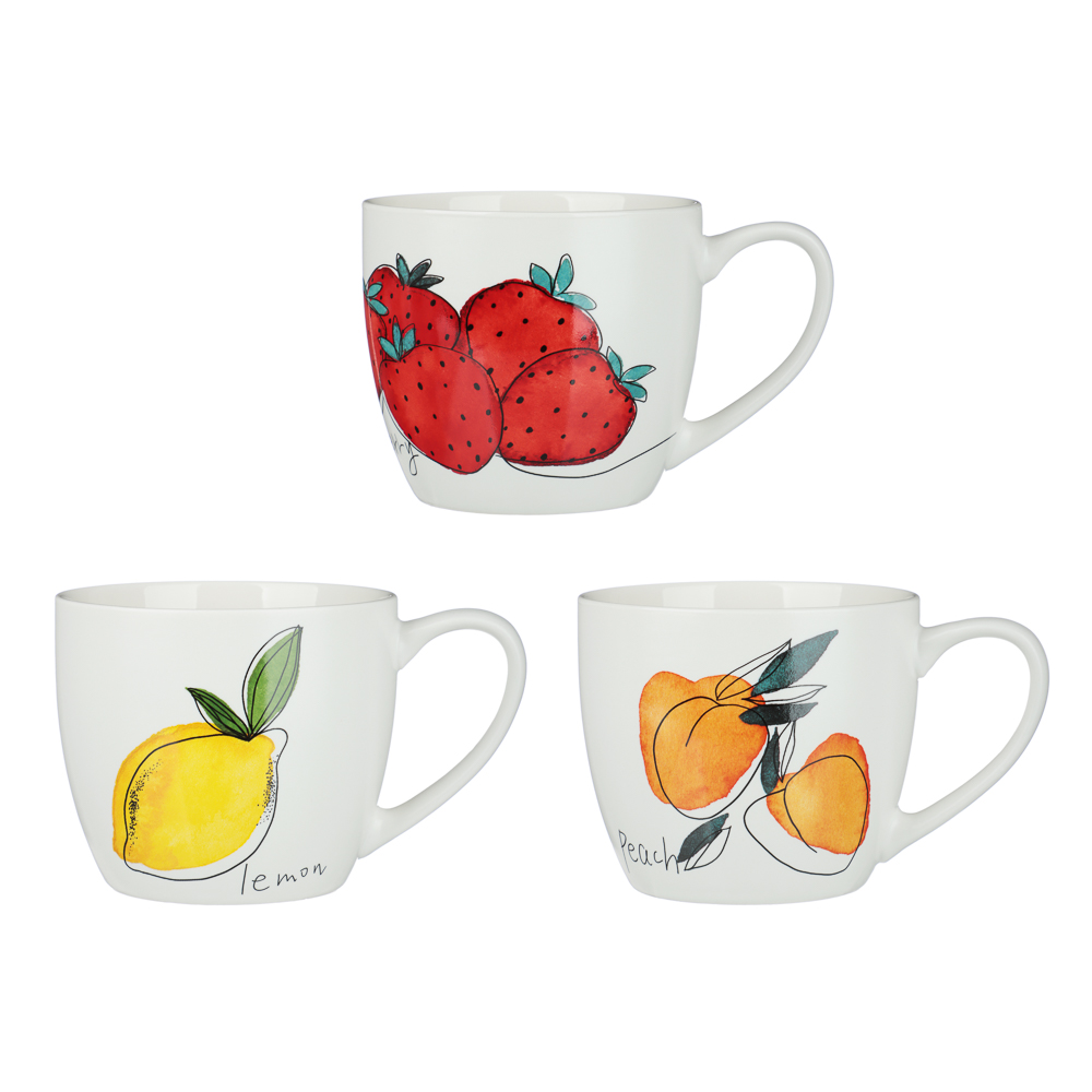 Кружка Фрукты микс тм MILLIMI, 500мл, 3 дизайна, фарфор, арт.№ 806-511