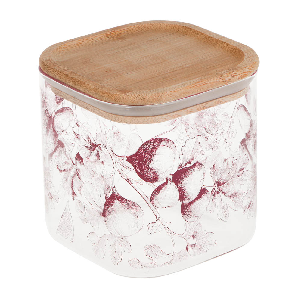 Банка для хранения тм VETTA Бургунди 700мл, 10х10х10,8см, стекло, бамбук, арт.№ 828-374