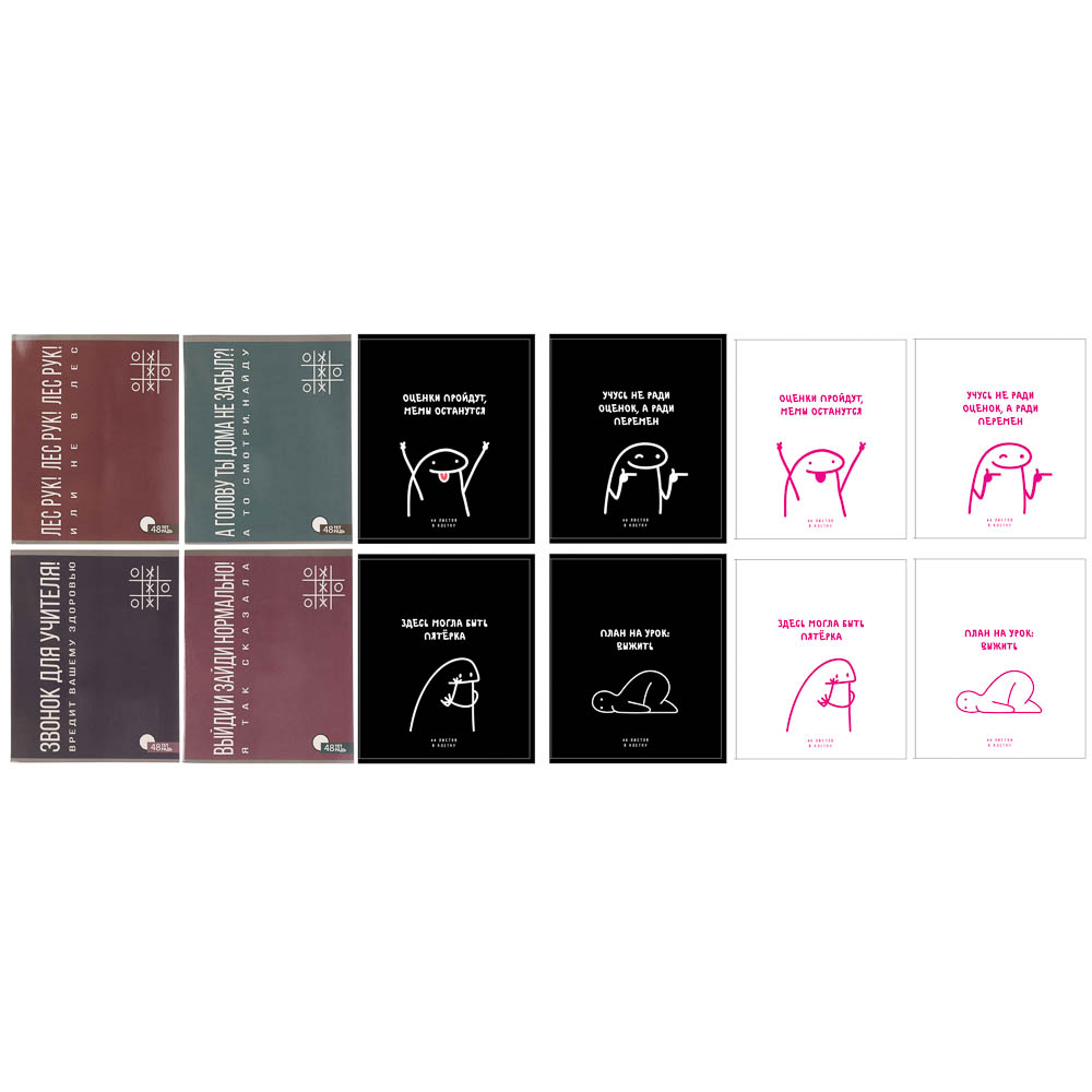 Тетрадь 48 листов в клетку ClipStudio, офсет, обложка мелованный картон, скрепка, УФ-лак, "Надписи" 4 дизайна, арт.№ 578-166