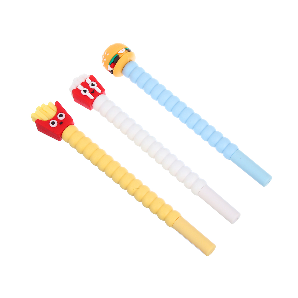 Ручка гелевая мягкая гусеница "Фаст-Фуд", 3 цвета, арт.№ 591-304