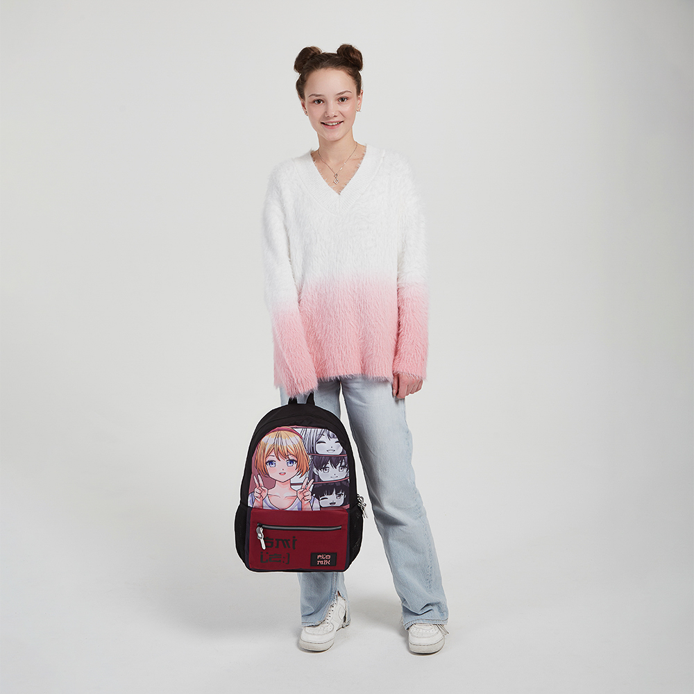 Японский стиль Рюкзак подростковый 43,5х29х13,5см, 1 отд., 3 карм., ПЭ, нашивка и пулеры из силикона, арт.№ 577-003