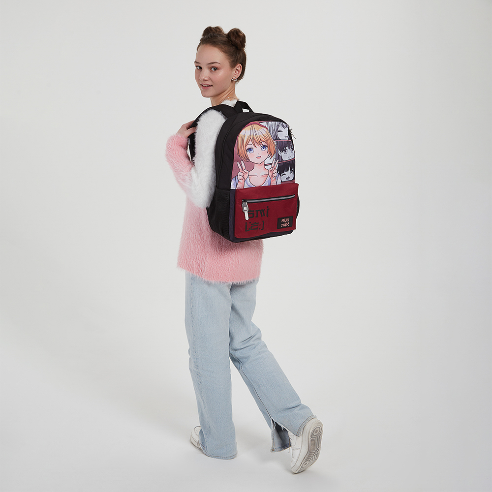 Японский стиль Рюкзак подростковый 43,5х29х13,5см, 1 отд., 3 карм., ПЭ, нашивка и пулеры из силикона, арт.№ 577-003