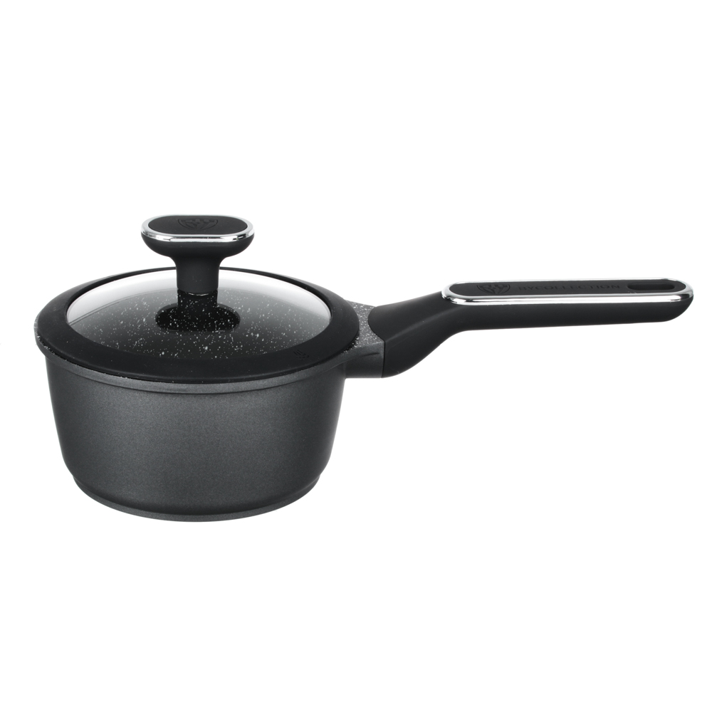 BY COLLECTION Ковш с крышкой литой 1,4л, 16х8,5см, антипригарное покрытие мрамор, индукция, арт.№ 846-585