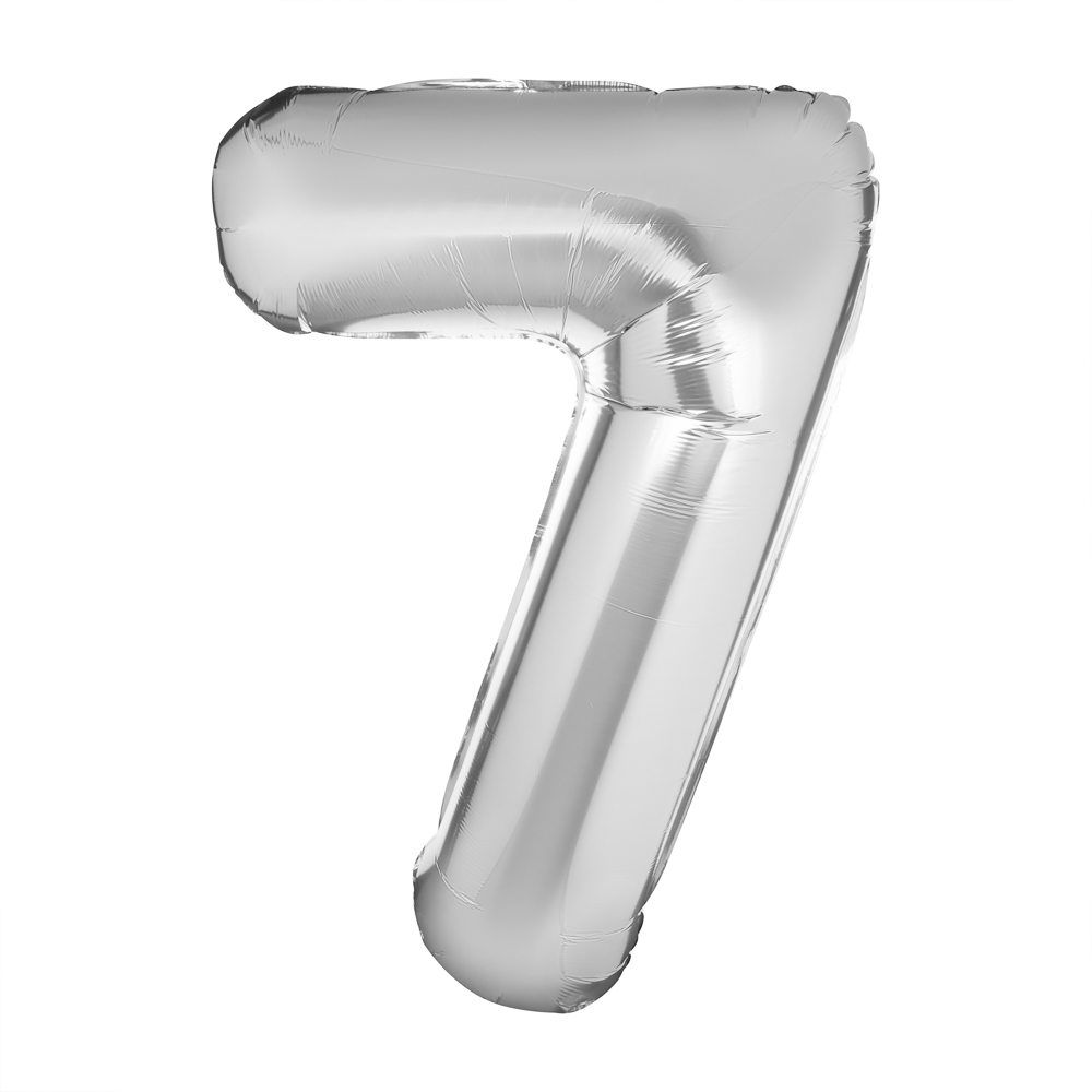 Шар воздушный Цифра "7", серебристый, фольга, 40'/101 см, арт.№ 518-311
