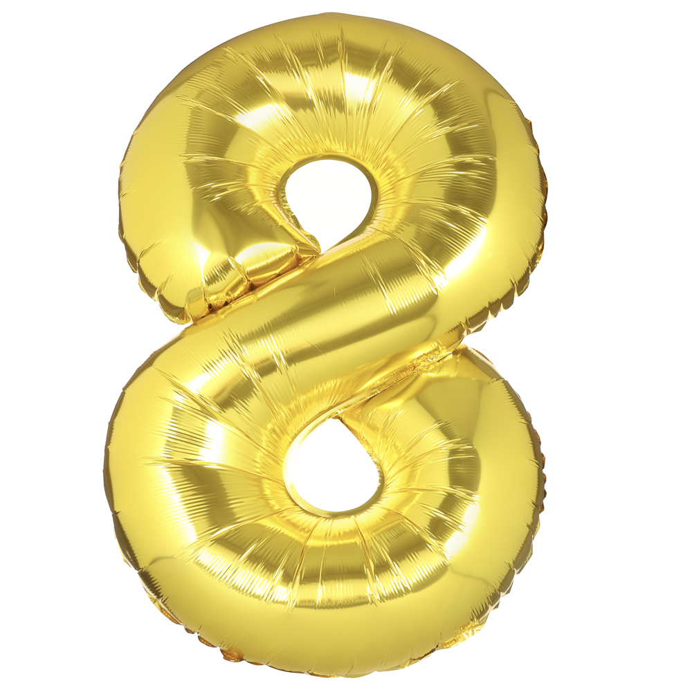 Шар воздушный Цифра "8", золотистый, фольга, 40'/101 см, арт.№ 518-312