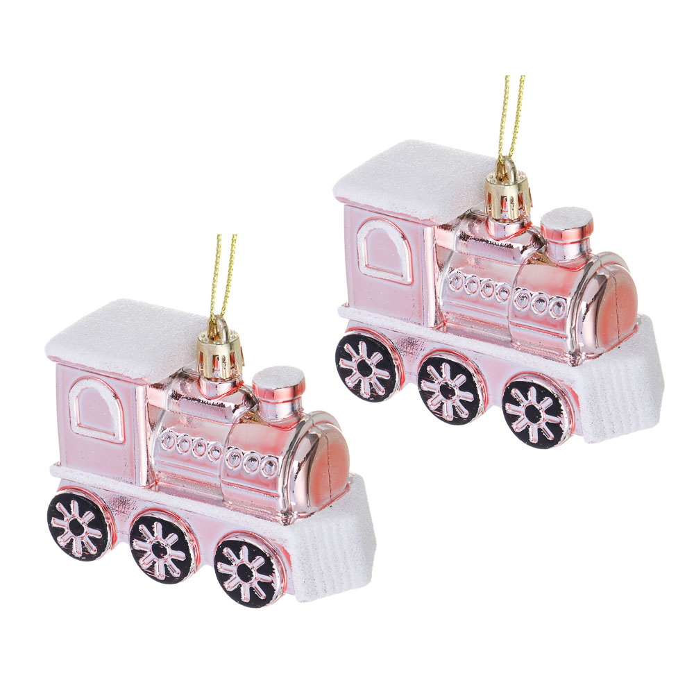 СНОУ БУМ Набор декоративных украшений "Паровоз" 2шт, 8,2x3,3x6,5см, пластик, арт.2, арт.№ 374-577