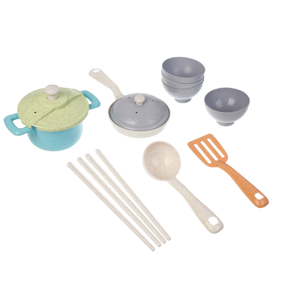 ИГРОЛЕНД Игровой набор посуды "Экопластик", 14 предметов, пластик, 29х10х20 см, арт.№ 294-229