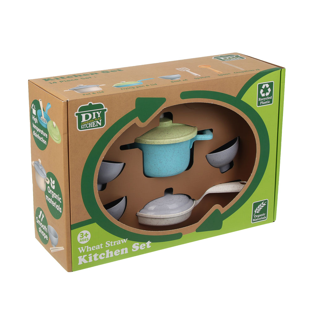 ИГРОЛЕНД Игровой набор посуды "Экопластик", 14 предметов, пластик, 29х10х20 см, арт.№ 294-229