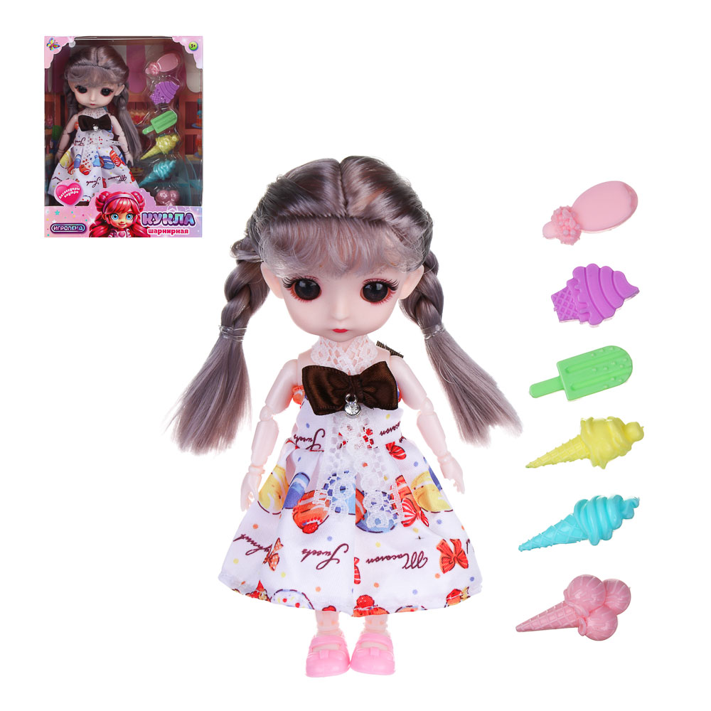 ИГРОЛЕНД Кукла шарнирная 15 см с аксессуарами, PP, ABS, 21х6х21,5 см, 4 вида, арт.№ 436-156