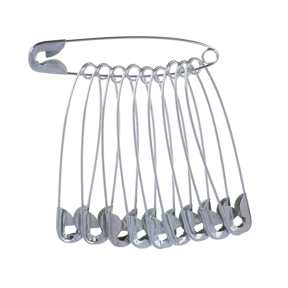 Булавки английские, 54 мм, 10 шт, цвет серебристый, арт.№ 308-357