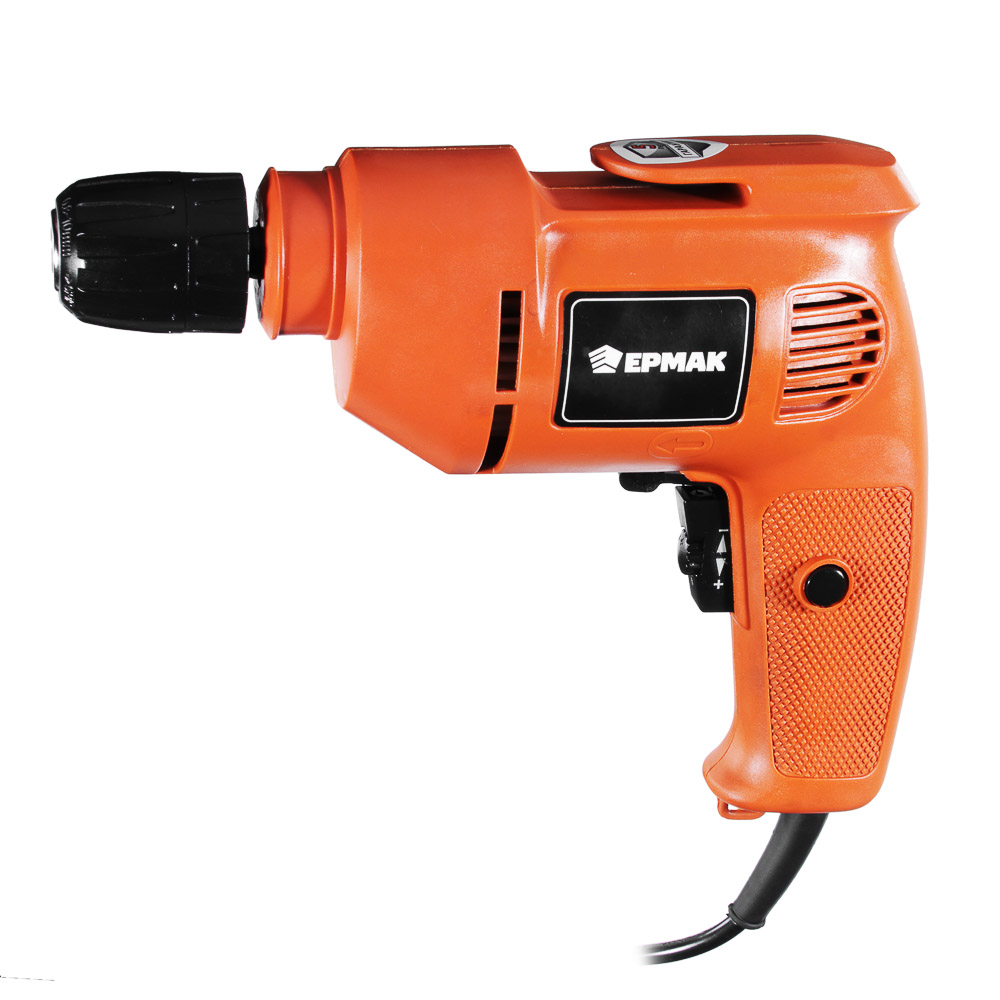 ЕРМАК Дрель электр. ДЭ-10/400, 400 Вт, быстрозаж. патрон 10мм, 0- 2800 об/мин, рег.скорости, реверс., арт.№ 646-183