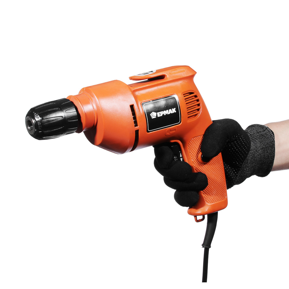 ЕРМАК Дрель электр. ДЭ-10/400, 400 Вт, быстрозаж. патрон 10мм, 0- 2800 об/мин, рег.скорости, реверс., арт.№ 646-183