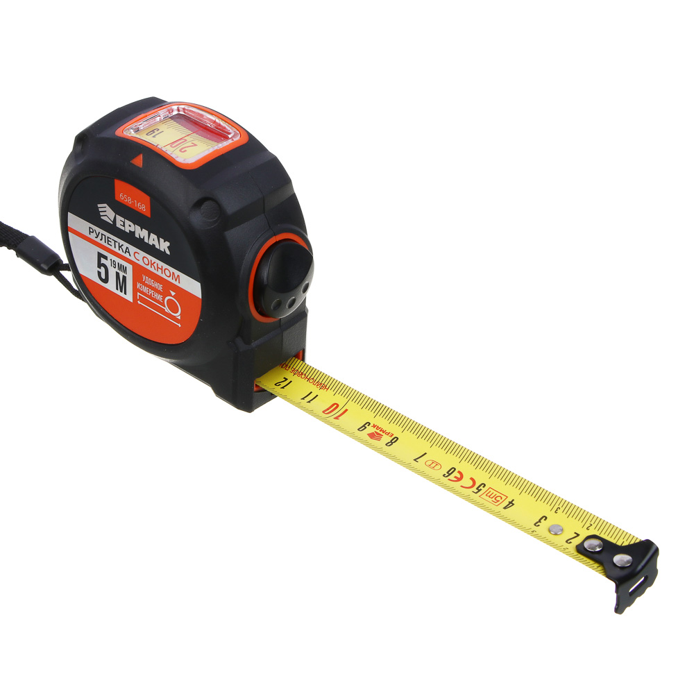 ЕРМАК Рулетка с окном 5м x 19мм, TPR, арт.№ 658-168
