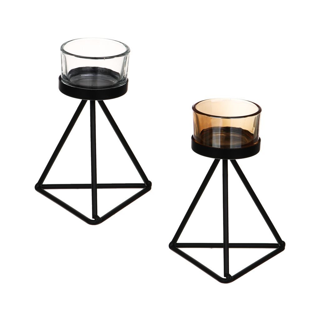 Подсвечник металл со стеклом, 9х9х10 см, арт.№ 477-125