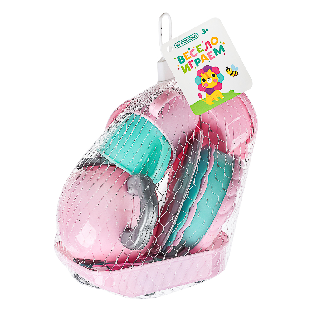 ИГРОЛЕНД Игровой набор посудки "Нежный" с плитой, 17 пред., пластик, 18x13x11 см, для детей 3+, арт.№ 294-190