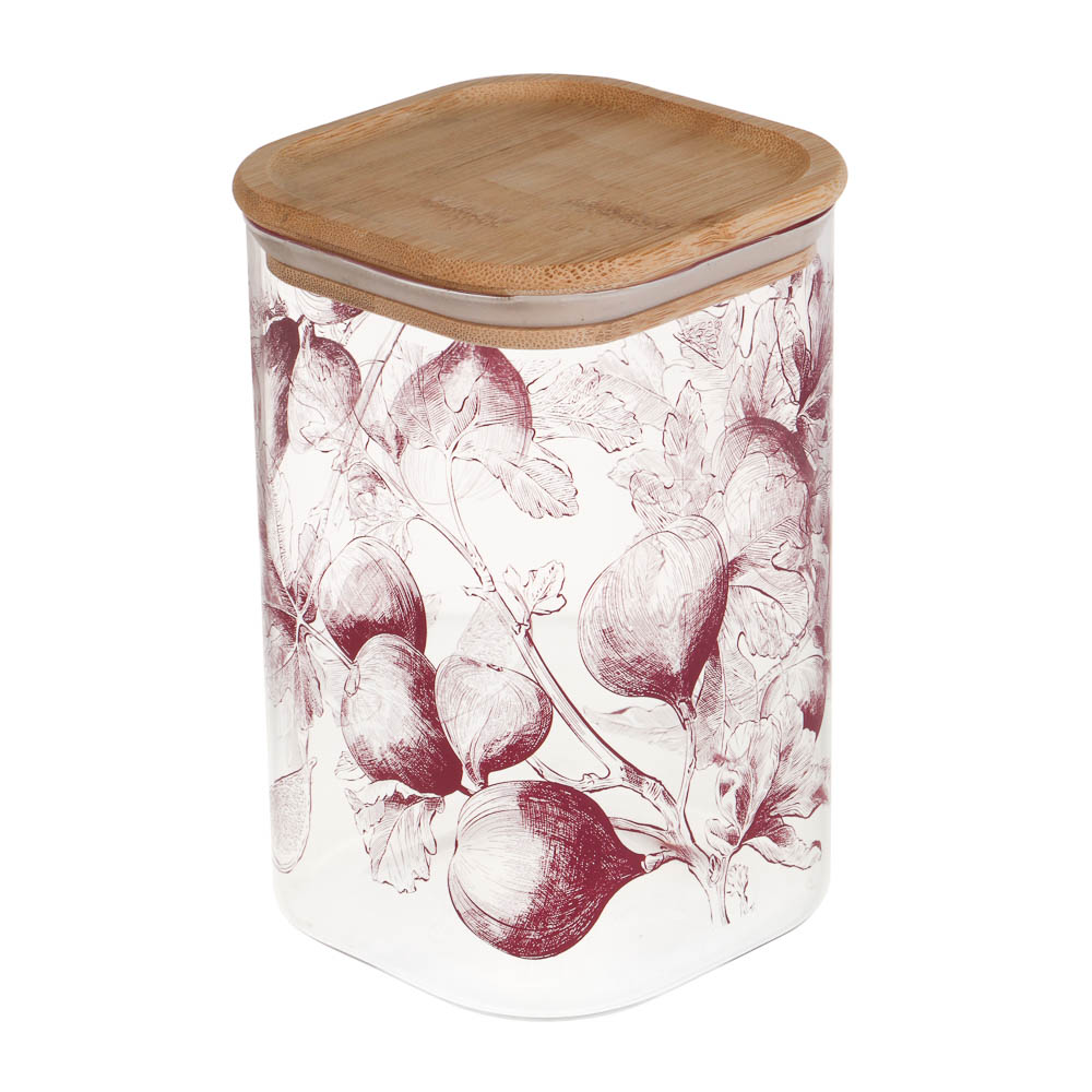 Банка для хранения тм VETTA Бургунди 700мл, 10х10х10,8см, стекло, бамбук, арт.№ 828-375