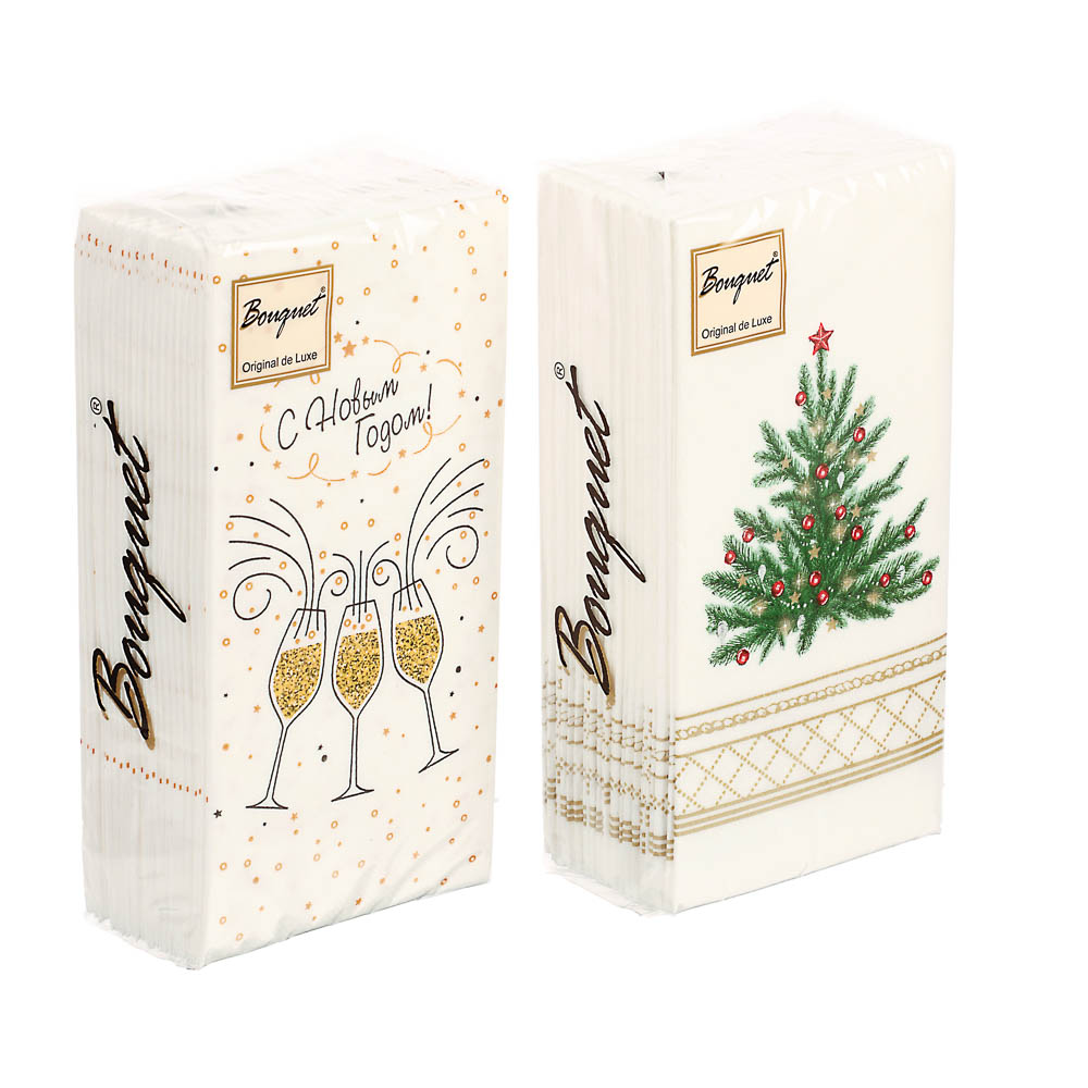 Салфетки бумажные двухслойные Символ года/Пирожные/С новым годом 33х33см, 6 дизайнов, 20шт, арт.№ 912-033