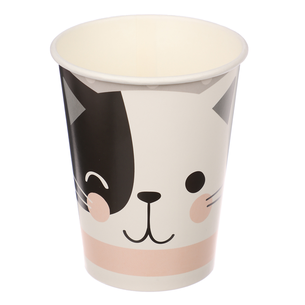 Набор бумажных стаканов Кошки с ушками, в т/у пленке, 6шт*250 мл, арт.№ 530-389