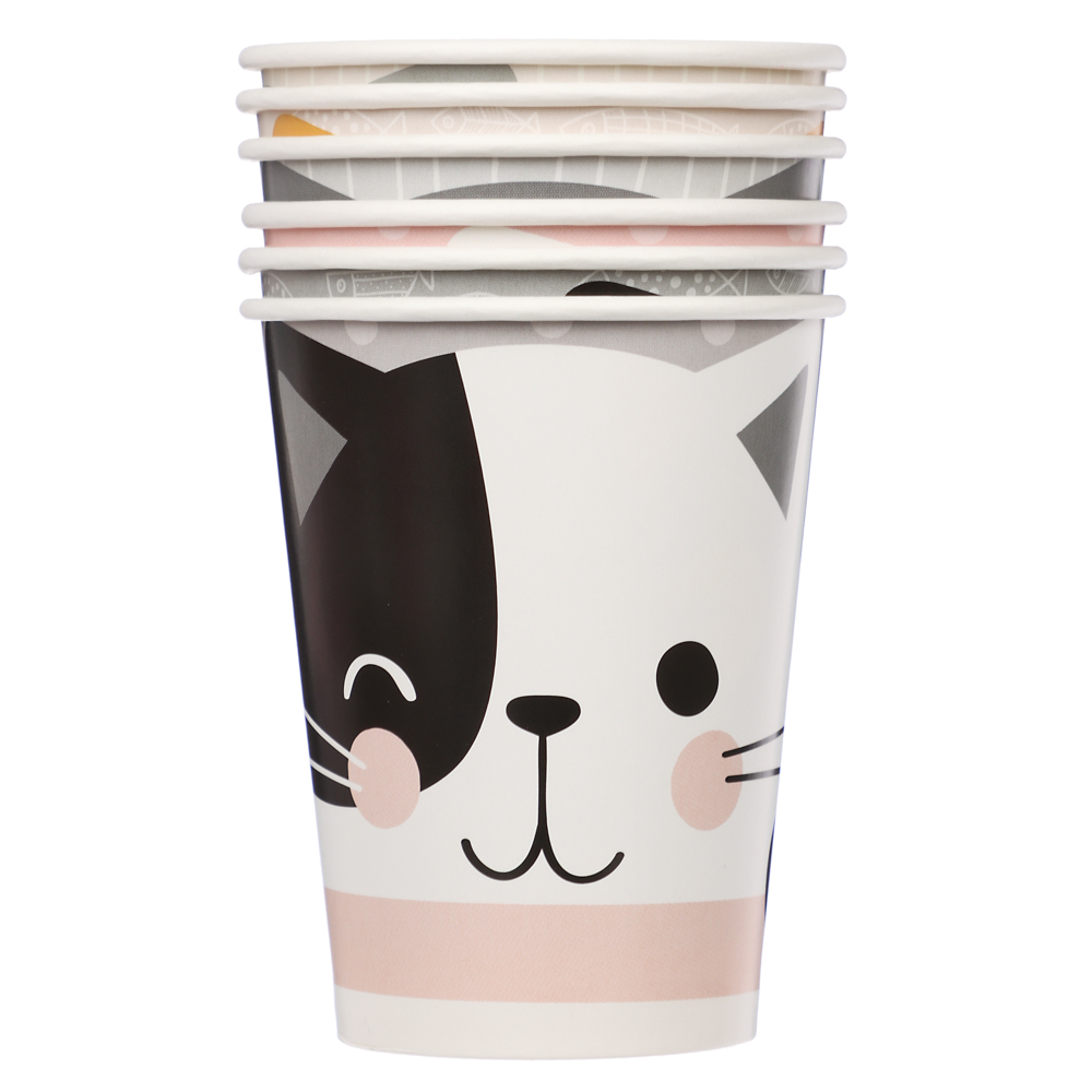 Набор бумажных стаканов Кошки с ушками, в т/у пленке, 6шт*250 мл, арт.№ 530-389