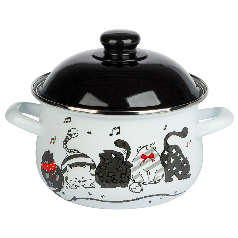 VETTA Хвостатые друзья Кастрюля эмалированная, 18см, 2,0л, индукция, арт.№ 894-541