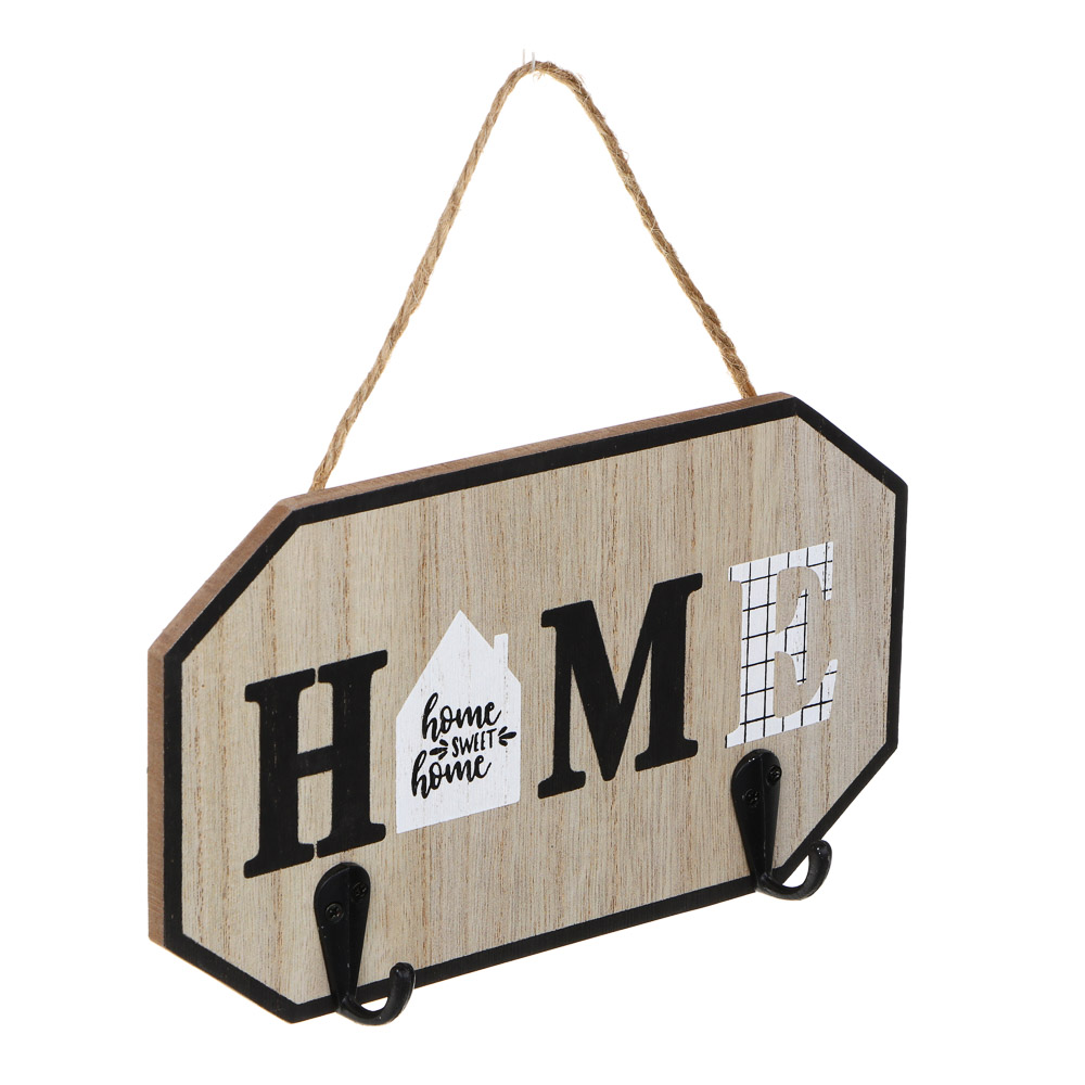 Ключница открытого типа на 2 крючка, МДФ, металл, 19,5х12см, арт.№ 510-217