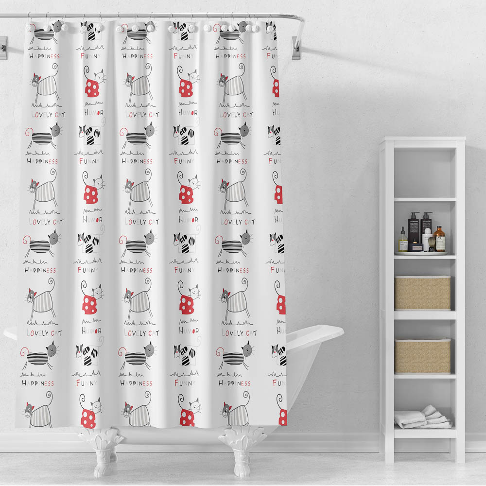 Шторка для ванной тм VETTA Веселые коты, ПЕВА 60г/м2, 180x200см, арт.№ 461-648