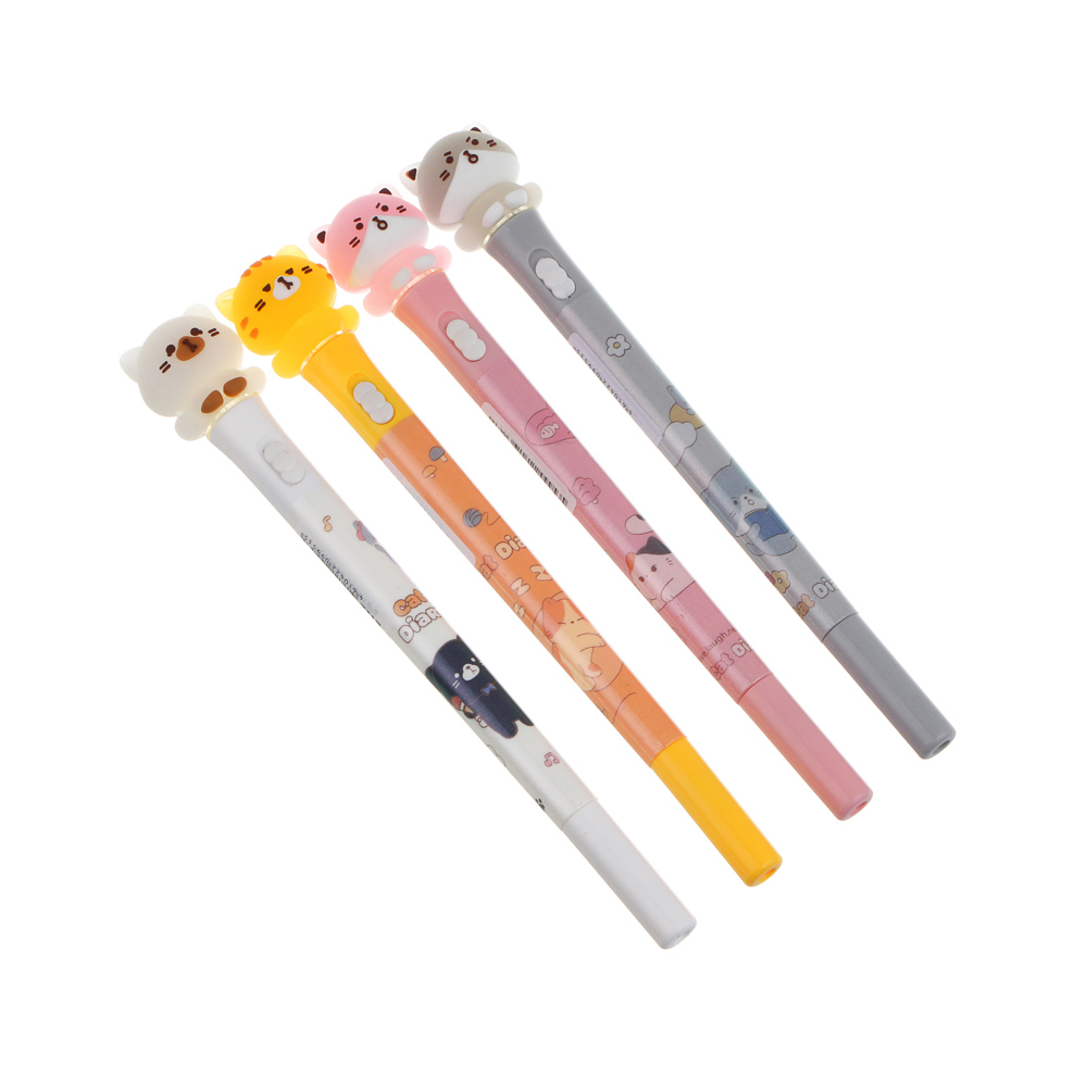 Ручка гелевая черная с LED подсветкой "Котики", 4 вида, арт.№ 591-305