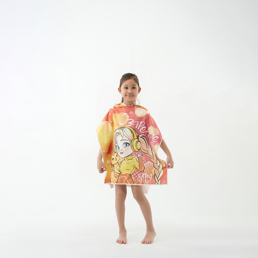 BY Русские супергерои Полотенце-пончо пляжное с капюшоном, 60х60см, 100% полиэстер, Заря, арт.№ 496-039