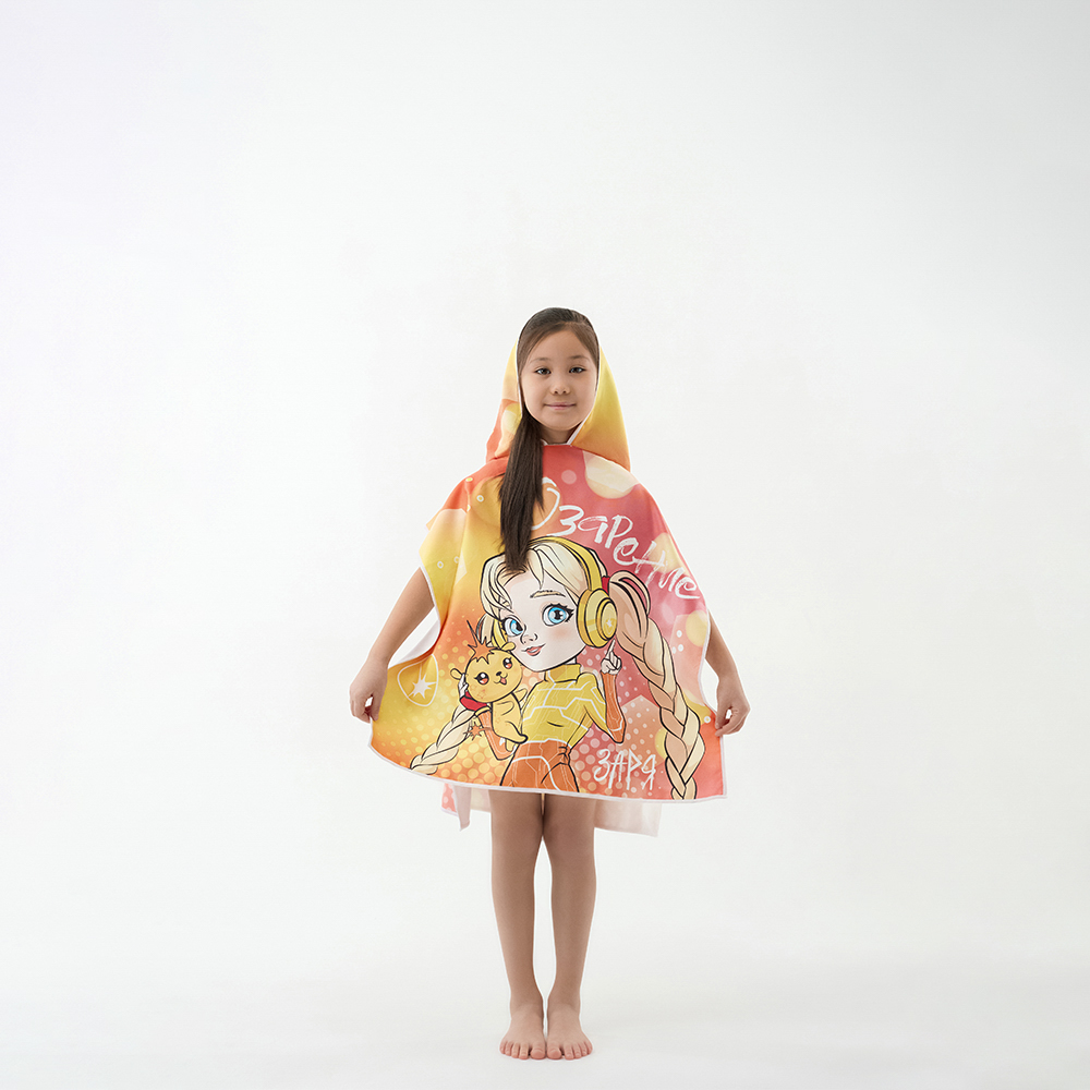 BY Русские супергерои Полотенце-пончо пляжное с капюшоном, 60х60см, 100% полиэстер, Заря, арт.№ 496-039