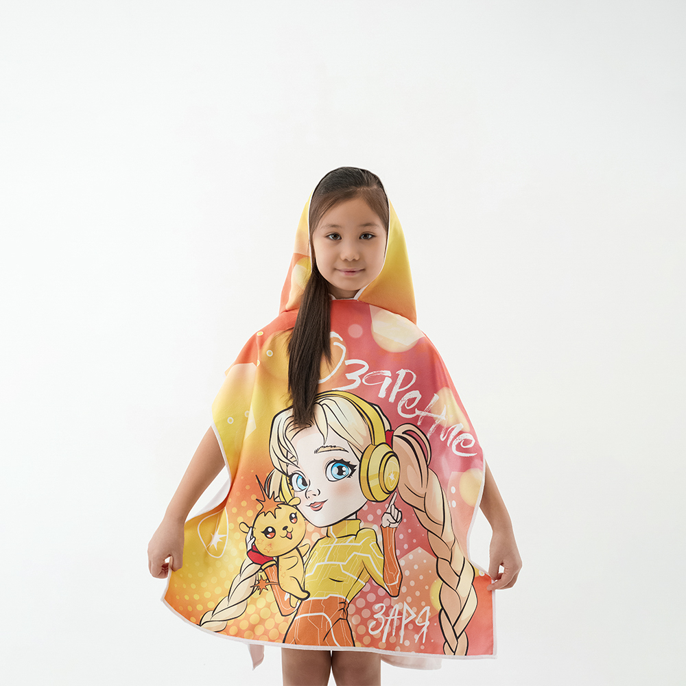 BY Русские супергерои Полотенце-пончо пляжное с капюшоном, 60х60см, 100% полиэстер, Заря, арт.№ 496-039