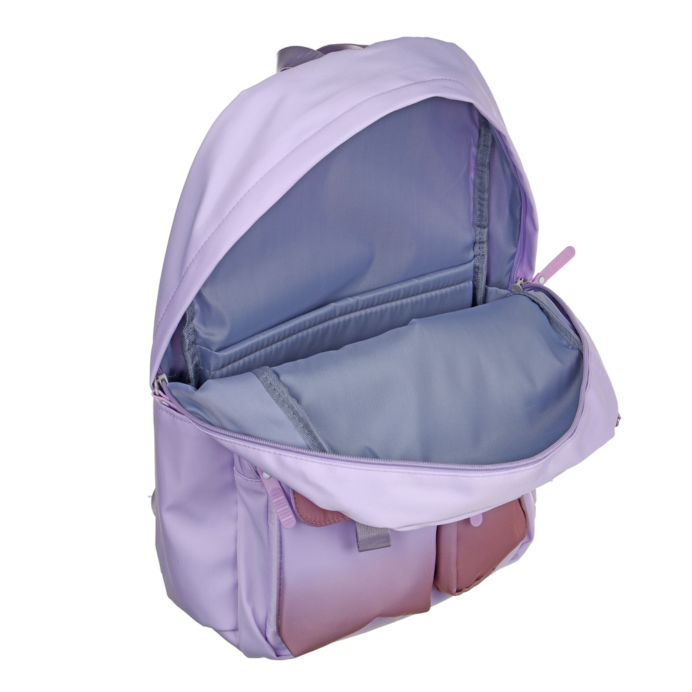 Рюкзак подростковый 45x31x17см, 2 отд., 6 карм., градиентный цвет, магнитная застежка, ПЭ, сиреневый, арт.№ 254-765